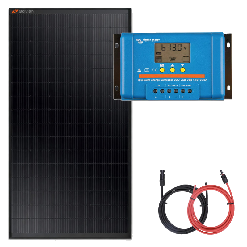 Panel słoneczny 2x 415W z regulatorem ładowania 20A PWM